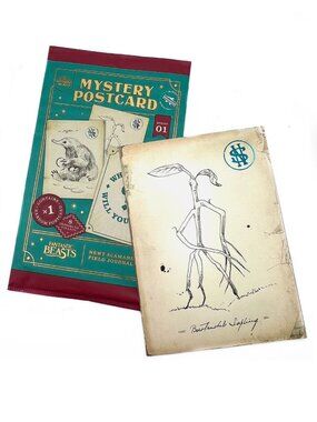 MinaLima Mystery Postcard Harry Potter Fantastic Beasts Bowtruckle Sapling